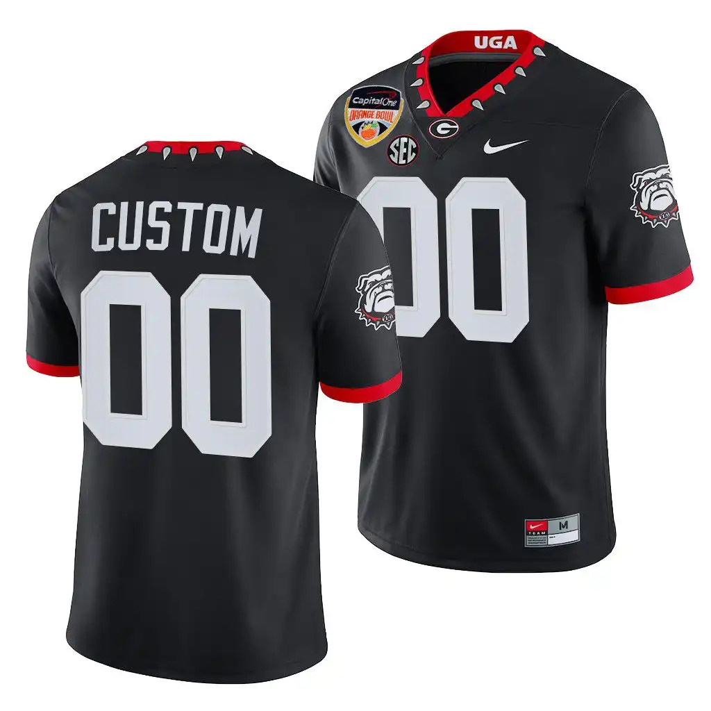 Custom Georgia Bulldogs Men's #00 2021 Orange Bowl Playoff College Black Football Jersey 2413FZGG5