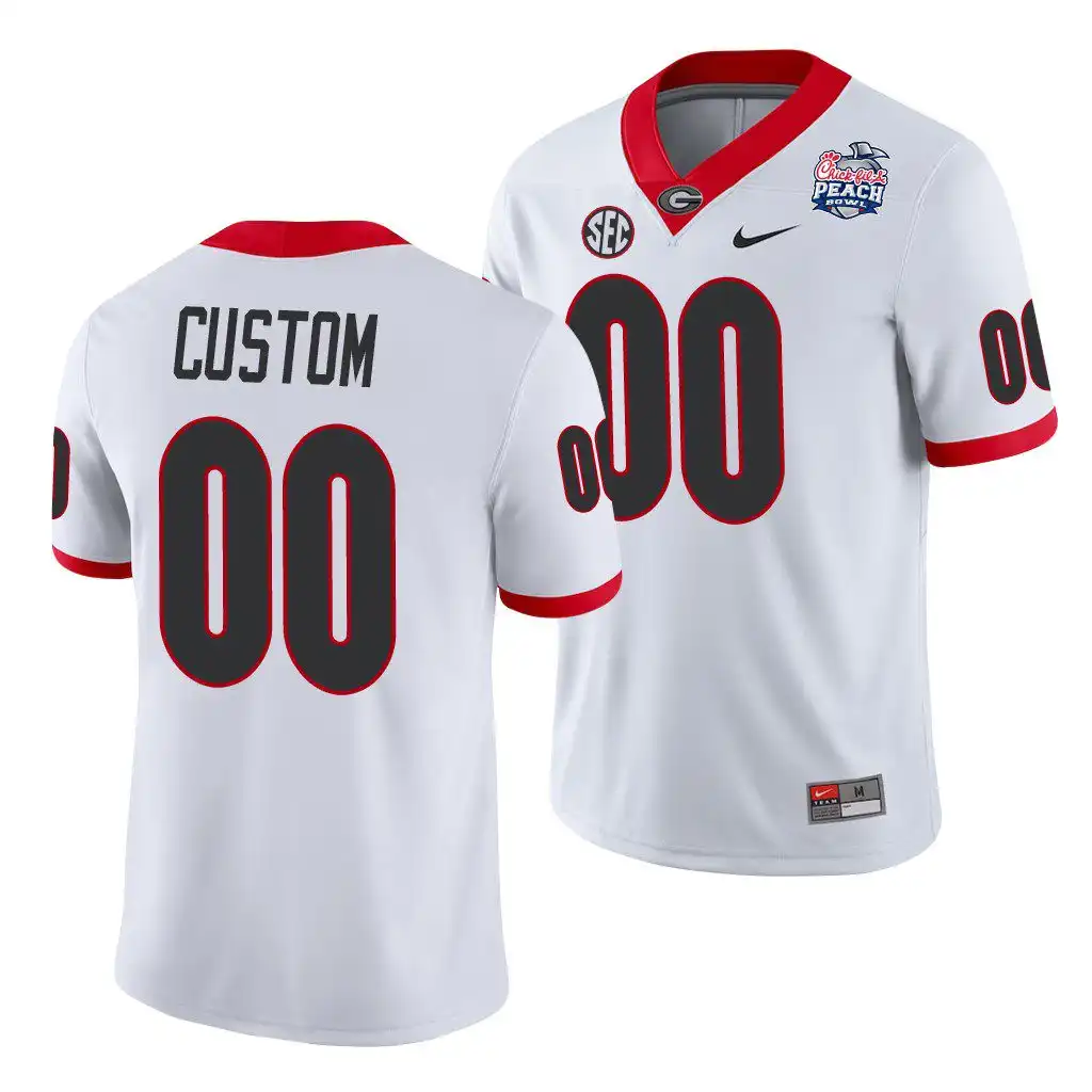 Custom Georgia Bulldogs Men's #00 2021 Peach Bowl College White Football Jersey 2413VEWH6