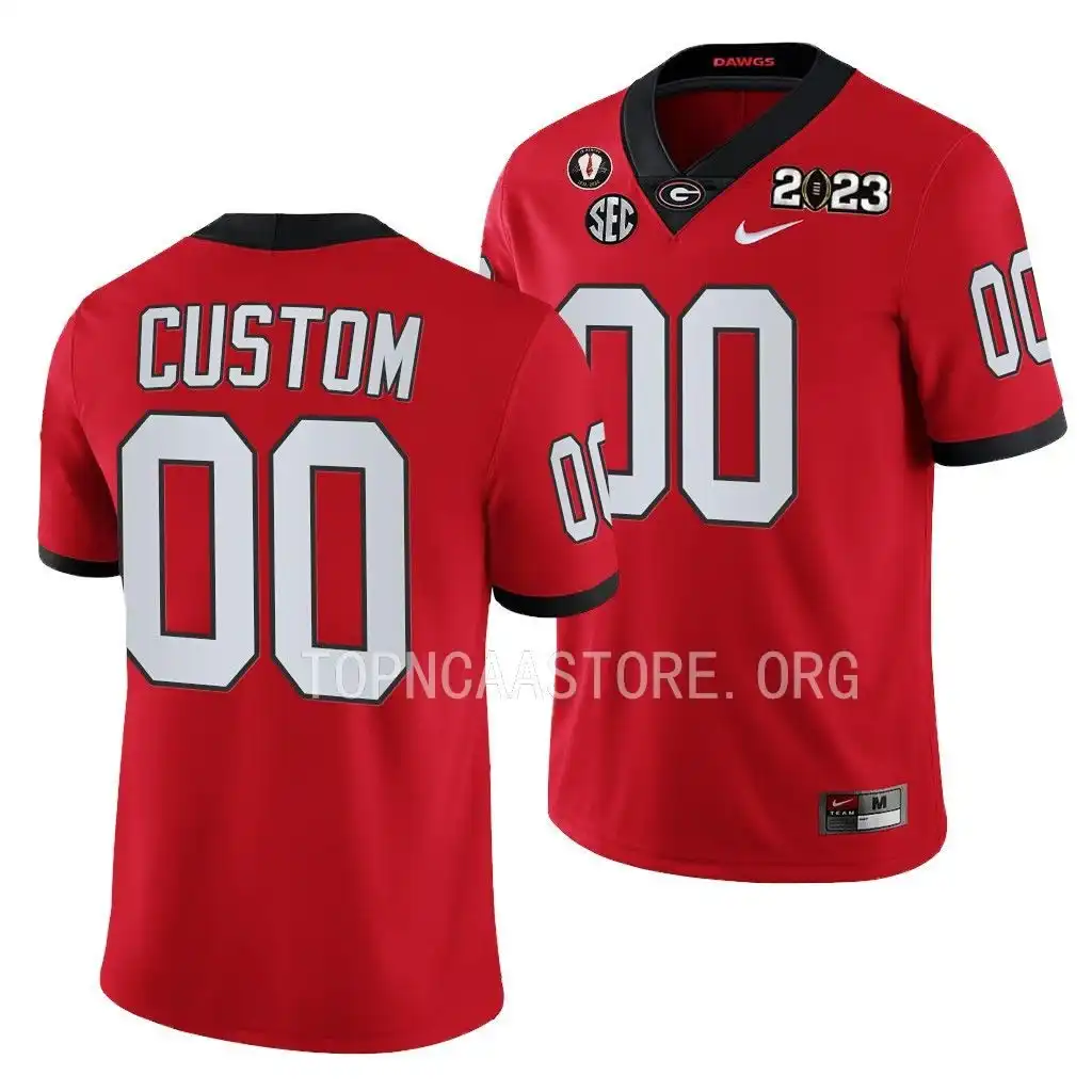 Custom Georgia Bulldogs Men's #00 2023 National Championship Playoff College Red Football Jersey 2413YWZV6