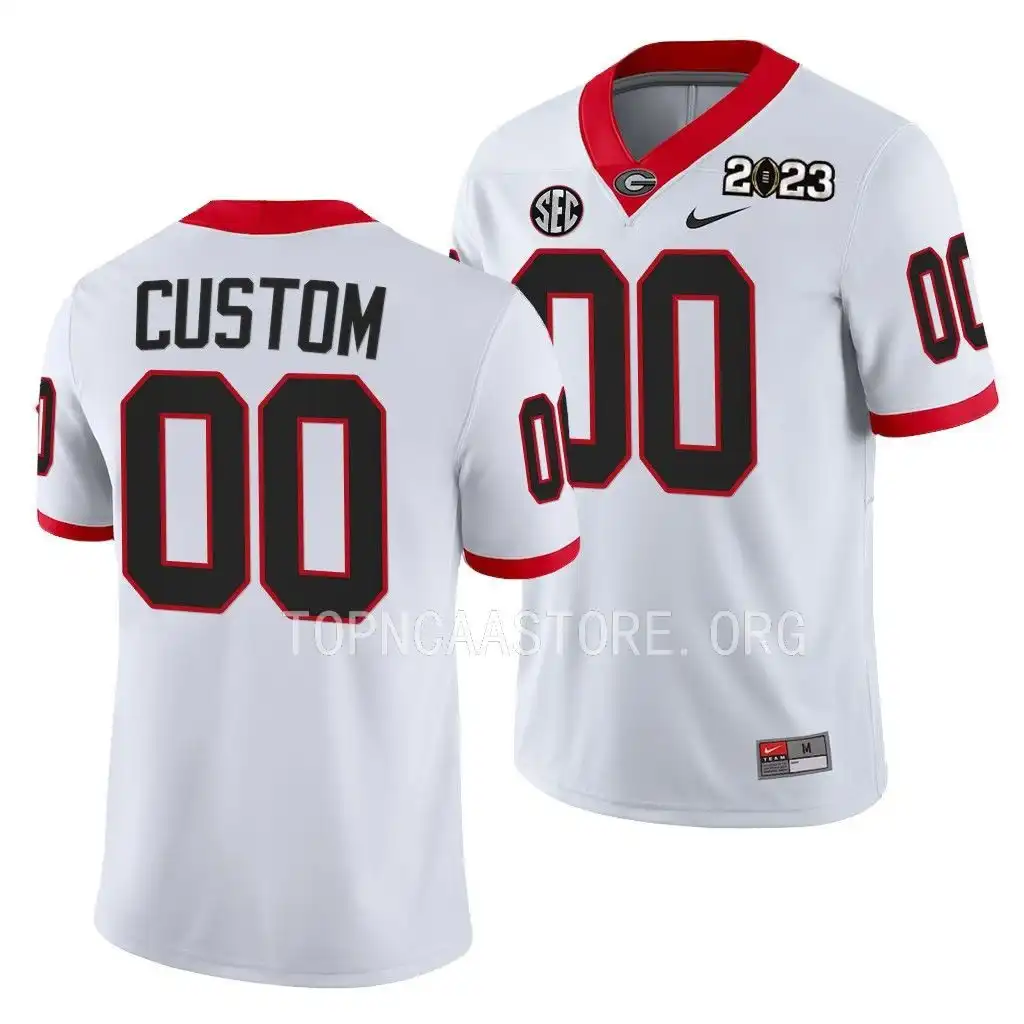 Custom Georgia Bulldogs Men's #00 2023 National Championship Playoff College White Football Jersey 2413PQHW6