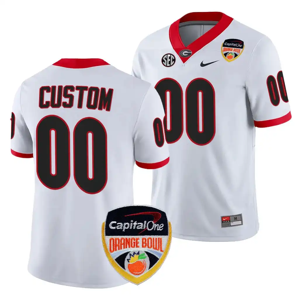 Custom Georgia Bulldogs Men's #00 2023 Orange Bowl Playoff Shirt College White Football Jersey 2413FXJA2