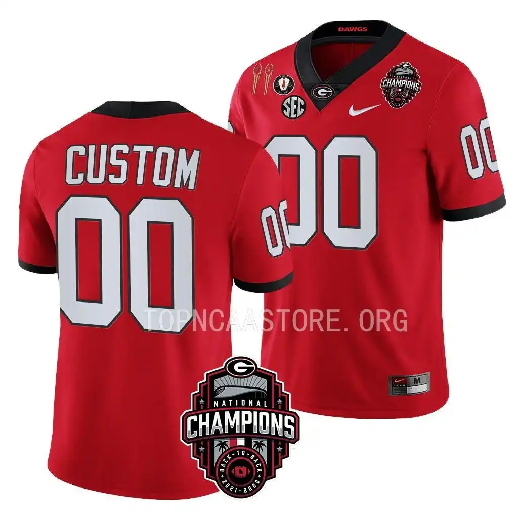 Custom Georgia Bulldogs Men's #00 Back-To-Back Red College National Champions CFBPlayoff 2023 Football Jersey 2413NAFZ7