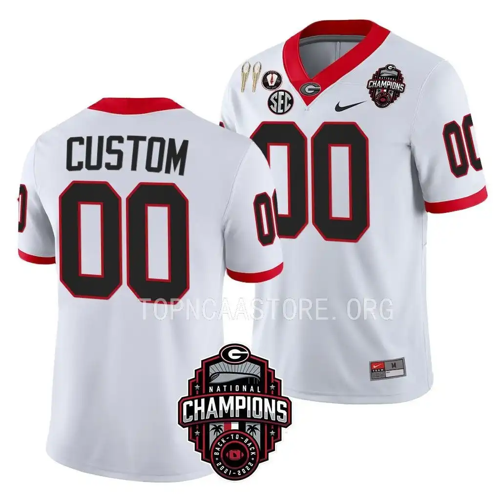 Custom Georgia Bulldogs Men's #00 Back-To-Back White College National Champions CFBPlayoff 2023 Football Jersey 2413TORY7