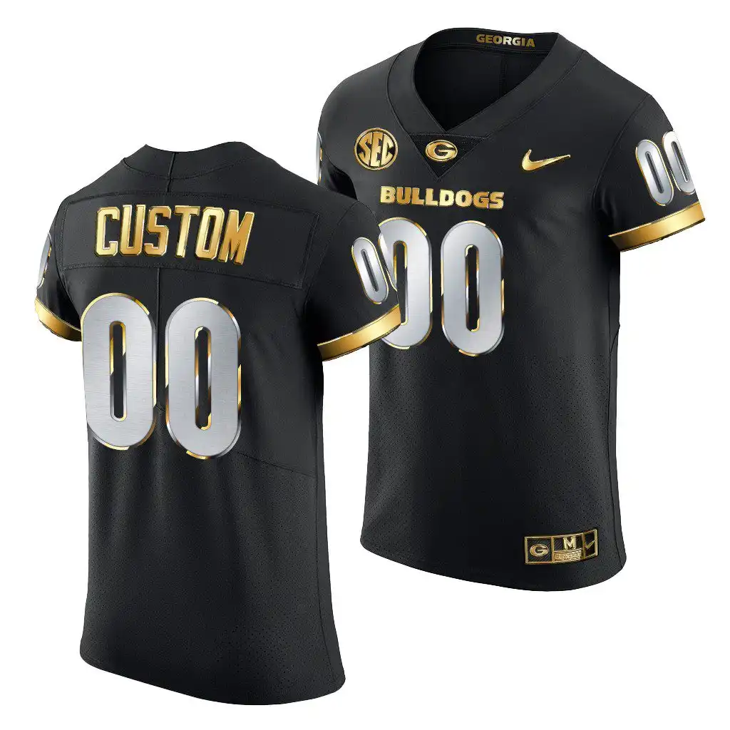 Custom Georgia Bulldogs Men's #00 Black Golden Edition 2020-21 College Authentic Football Jersey 2413AXOF8