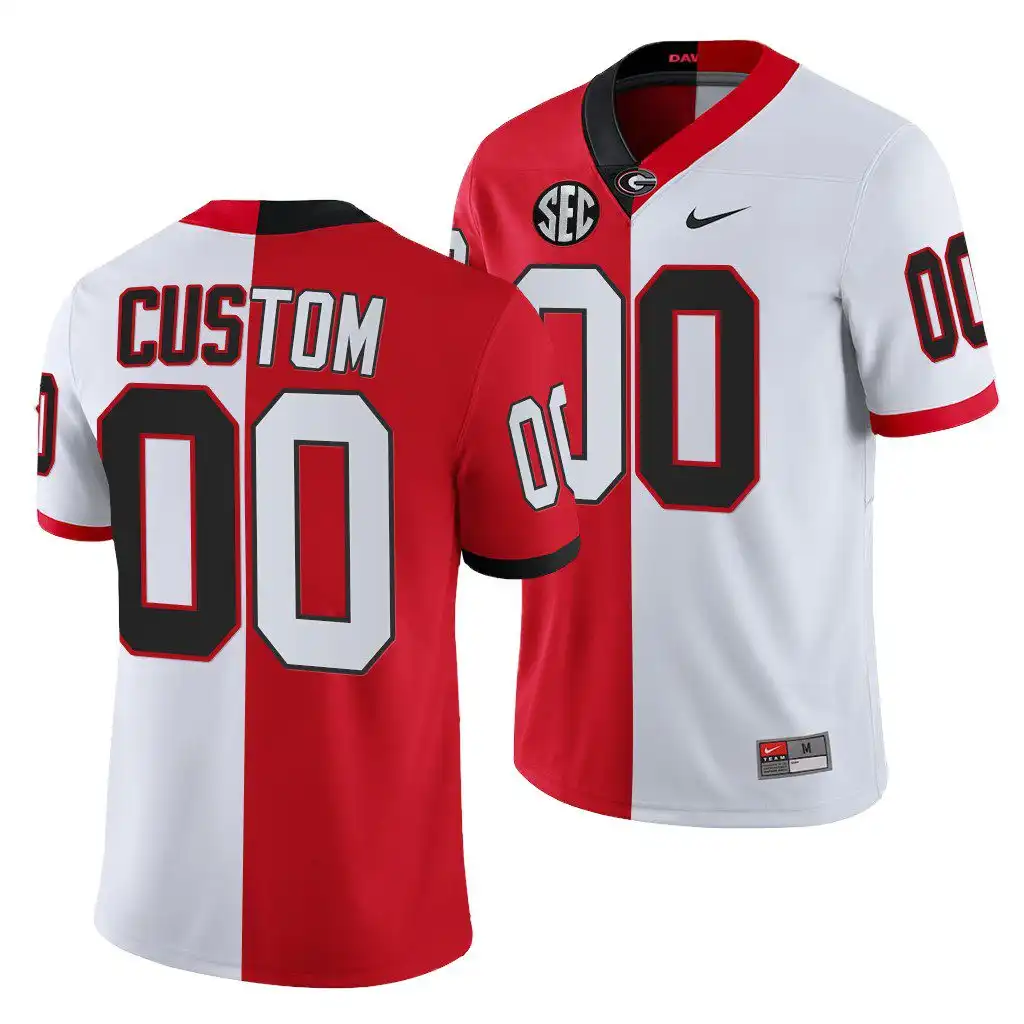 Custom Georgia Bulldogs Men's #00 Red 2021-22 College White Split Edition Football Jersey 2413MNMK1