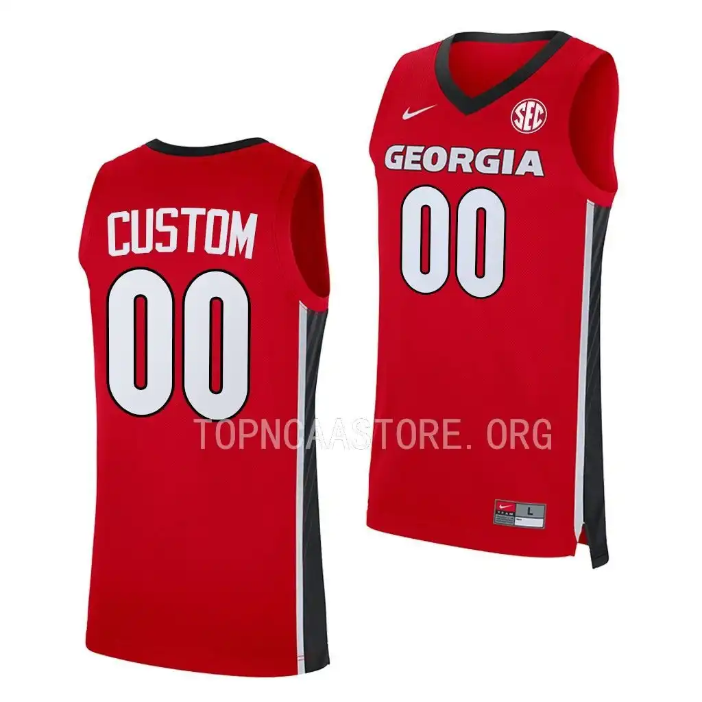 Custom Georgia Bulldogs Men's #00 Red 2022-23 College Replica Away Basketball Jersey 2413PGJV2