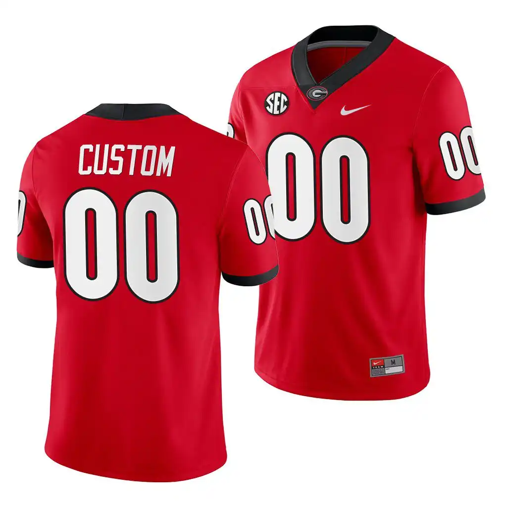 Custom Georgia Bulldogs Men's #00 Red Game College Home Football Jersey 2413CDJM4