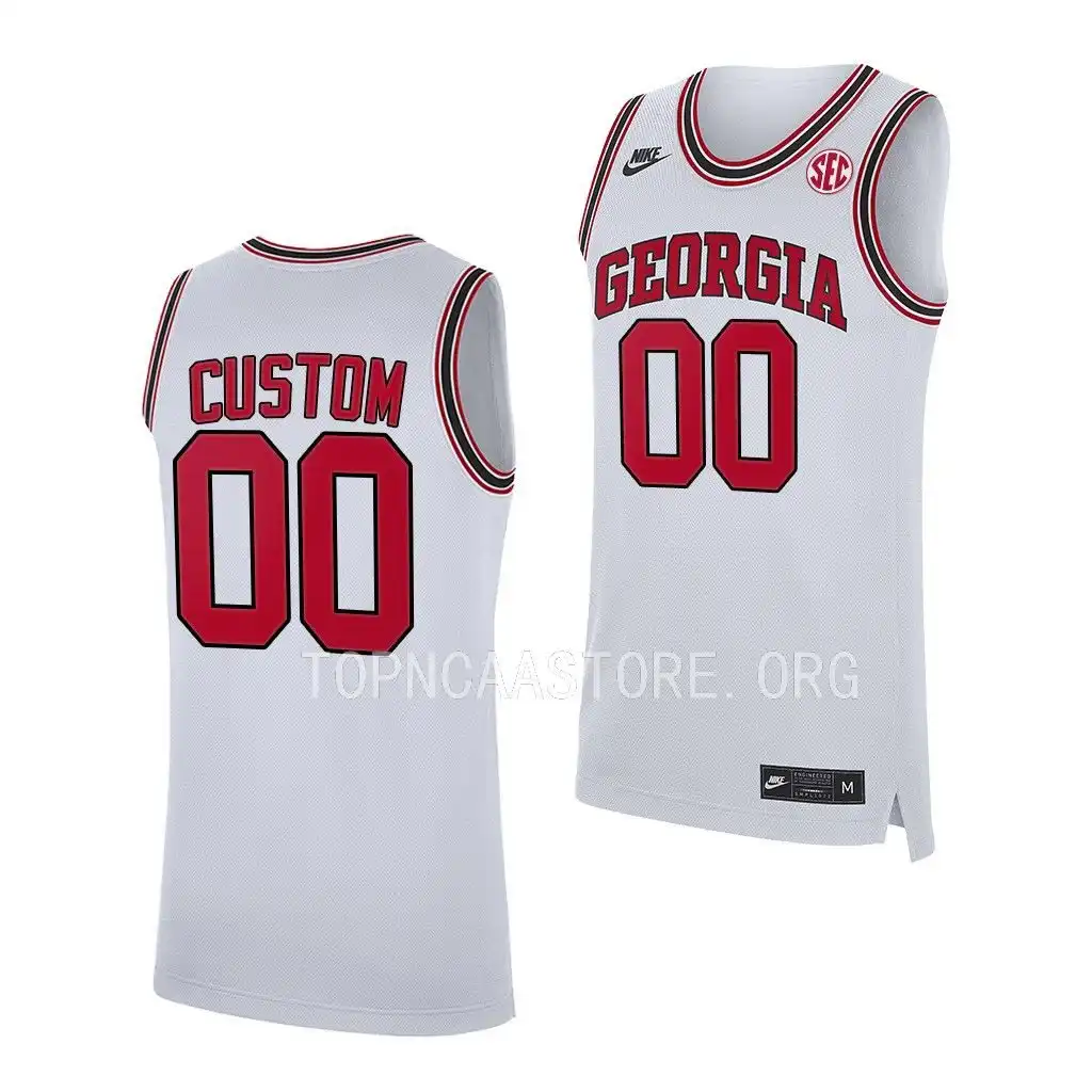 Custom Georgia Bulldogs Men's #00 White 2022-23 College Home Replica Basketball Jersey 2413VDXN8