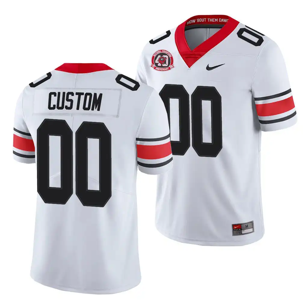 Custom Georgia Bulldogs Men's #00 White Alternate College 40th Anniversary Football Jersey 2413HUHR3