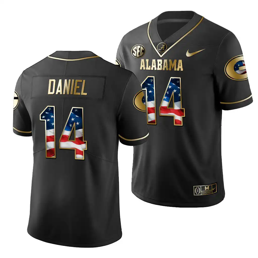 D.J. Daniel Georgia Bulldogs Men's #14 2019 Black Golden Edition College Stars And Stripes Limited Football Jersey 2413HNUO2