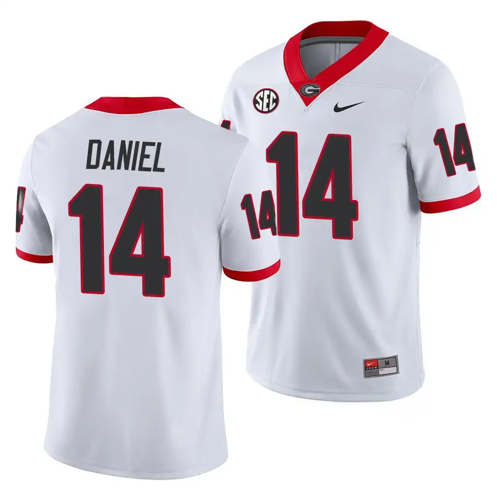 D.J. Daniel Georgia Bulldogs Men's #14 White Game College Away Football Jersey 2413UHSB4