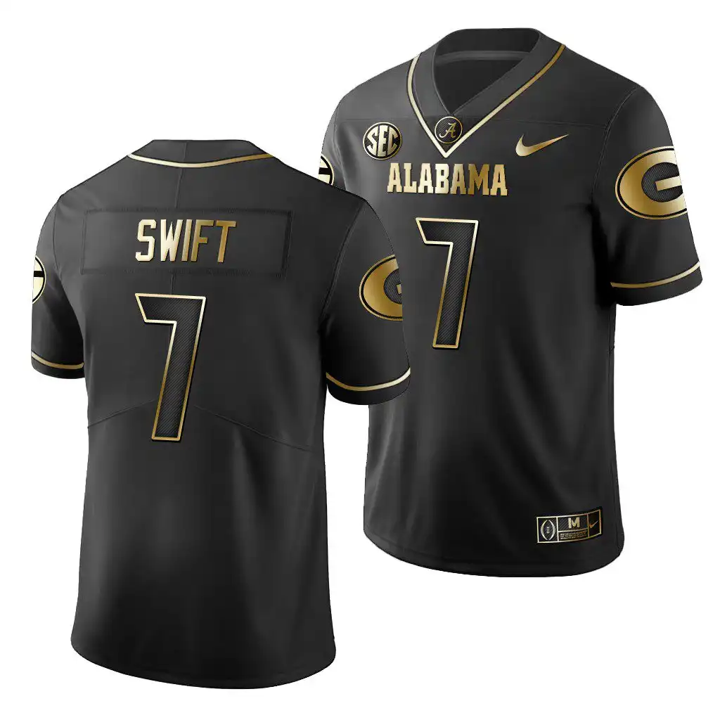 D'Andre Swift Georgia Bulldogs Men's #7 2019 Limited College Black Golden Edition Football Jersey 2413QYGG3