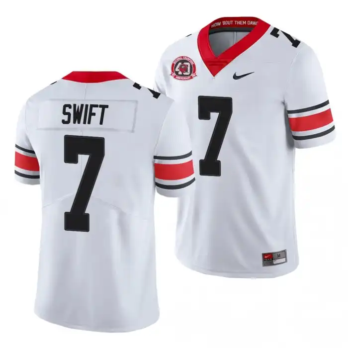 D'Andre Swift Georgia Bulldogs Men's #7 40th Anniversary White College Alternate Football Jersey 2413JHEM0