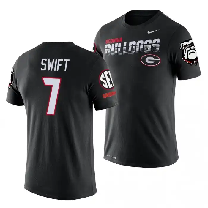 D'Andre Swift Georgia Bulldogs Men's #7 Black Facility Performance College Football T-Shirt 2413KWXY4