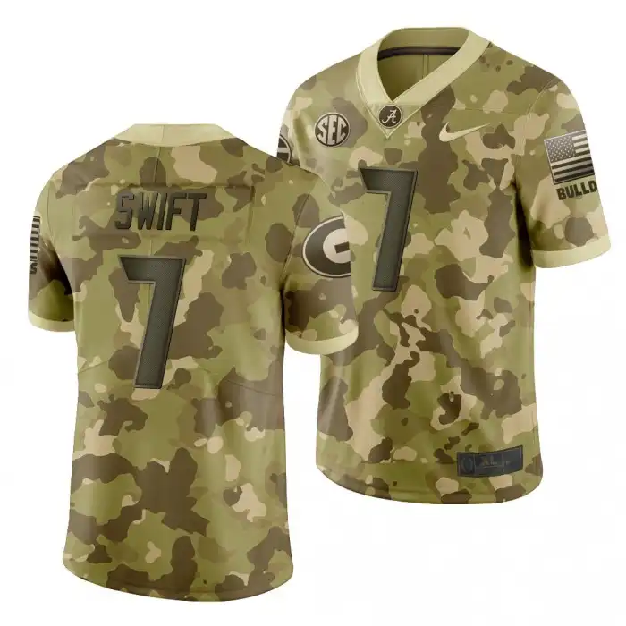 D'Andre Swift Georgia Bulldogs Men's #7 Desert Camo Salute to Service College 2019 Football Jersey 2413UYTB1