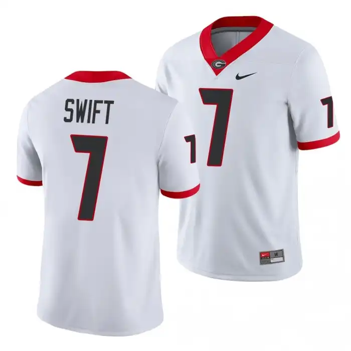 D'Andre Swift Georgia Bulldogs Men's #7 Game College White Football Jersey 2413XSUI0