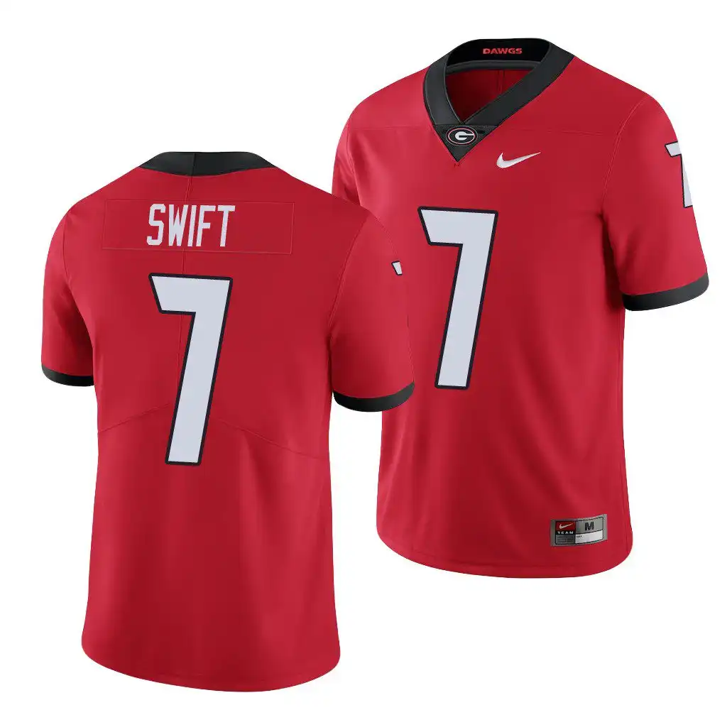 D'Andre Swift Georgia Bulldogs Men's #7 Red College Limited Football Jersey 2413RTUR7