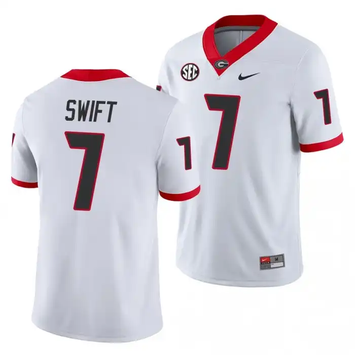 D'Andre Swift Georgia Bulldogs Men's #7 White Game College Away Football Jersey 2413SLHI4