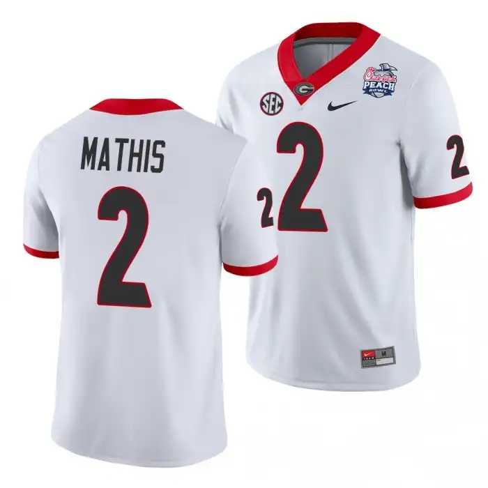 D'Wan Mathis Georgia Bulldogs Men's #2 2021 Peach Bowl College White Football Jersey 2413YPEV7