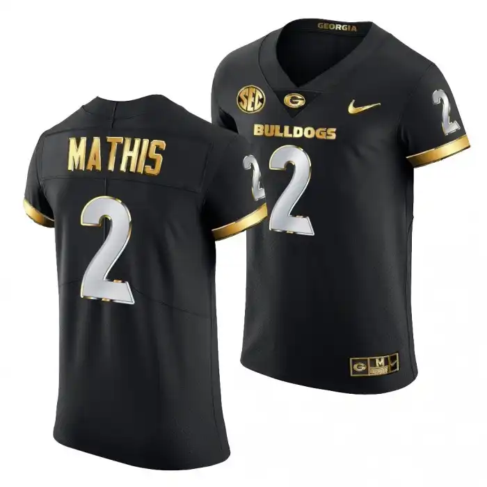 D'Wan Mathis Georgia Bulldogs Men's #2 Black Golden Edition 2020-21 College Authentic Football Jersey 2413CJEB2