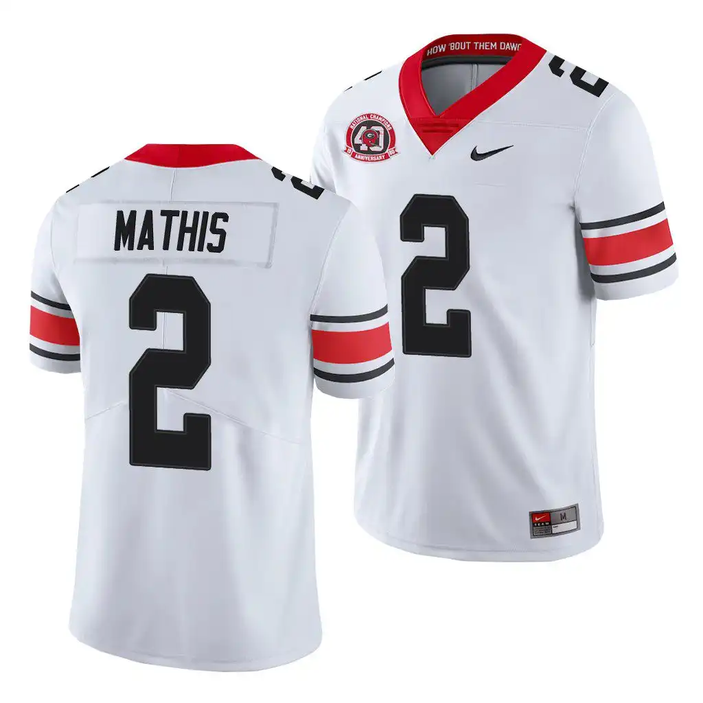 D'Wan Mathis Georgia Bulldogs Men's #2 White Alternate College 40th Anniversary Football Jersey 2413HWON1