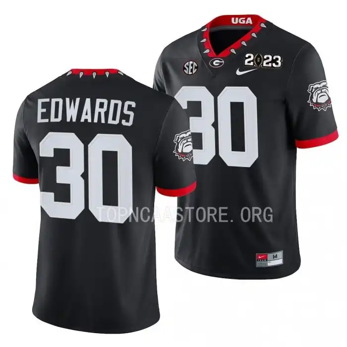 Daijun Edwards Georgia Bulldogs Men's #30 2023 National Championship Playoff College Black Football Jersey 2413GFQF1