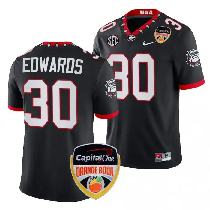 Daijun Edwards Georgia Bulldogs Men's #30 2023 Orange Bowl Playoff College Black Football Jersey 2413VQTO5