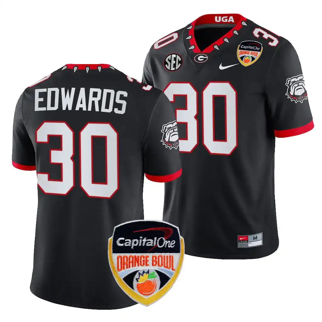 Daijun Edwards Georgia Bulldogs Men's #30 2023 Orange Bowl Playoff College Black Football Jersey 2413WJAQ4