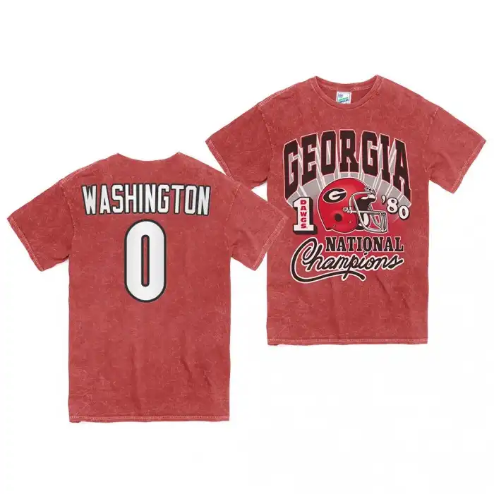 Darnell Washington Georgia Bulldogs Men's #0 1980 National Champs Rocker Vintage Tubular College Red Football T-Shirt 2413XKXR4