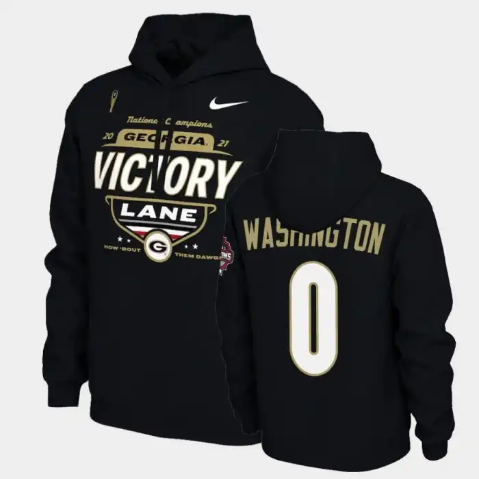 Darnell Washington Georgia Bulldogs Men's #0 2021 National Champions College Black Football Hoodie 2413IJSI3