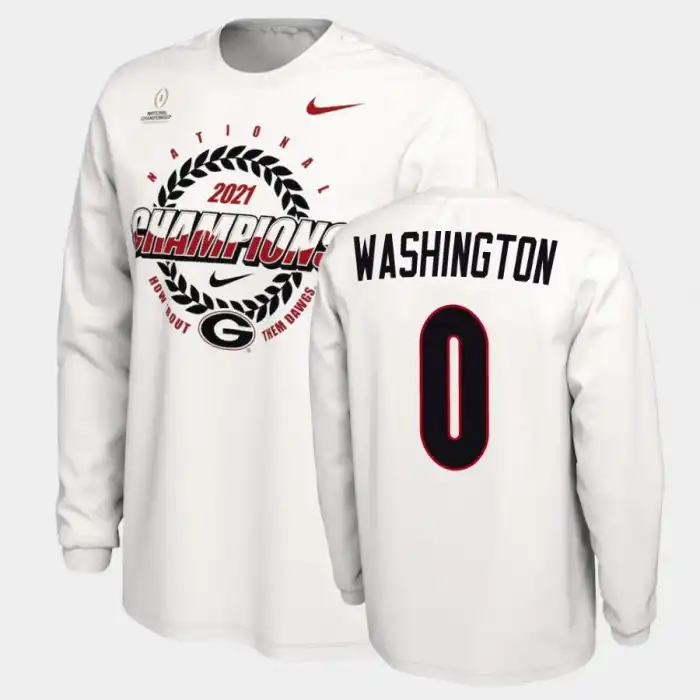 Darnell Washington Georgia Bulldogs Men's #0 2021 National Champions College White Football T-Shirt 2413HPWD3