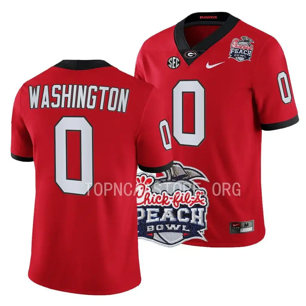 Darnell Washington Georgia Bulldogs Men's #0 2022 Peach Bowl Playoff College Red Football Jersey 2413UYDC7