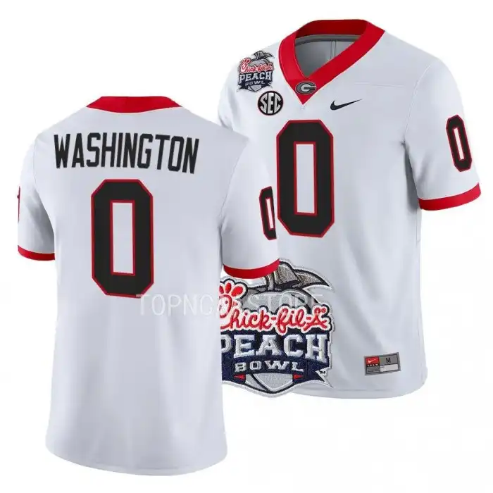 Darnell Washington Georgia Bulldogs Men's #0 2022 Peach Bowl Playoff College White Football Jersey 2413EDQC8