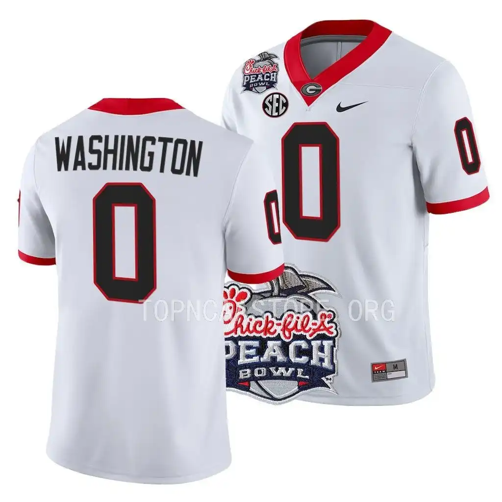 Darnell Washington Georgia Bulldogs Men's #0 2022 Peach Bowl Playoff College White Football Jersey 2413RBKB4