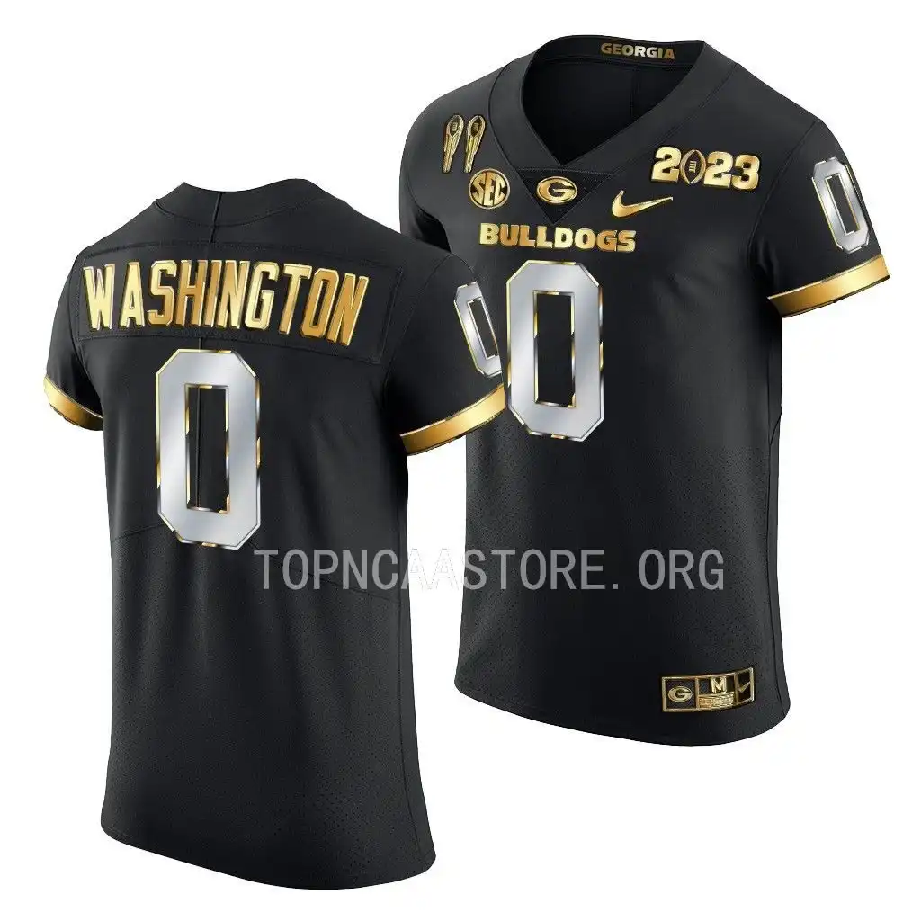 Darnell Washington Georgia Bulldogs Men's #0 2X CFBPlayoff National Champions Golden College Black Limited Football Jersey 2413FLHS8