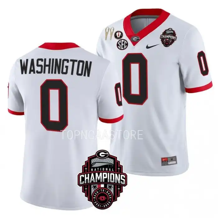 Darnell Washington Georgia Bulldogs Men's #0 Back-To-Back White College National Champions CFBPlayoff 2023 Football Jersey 2413JPDI5