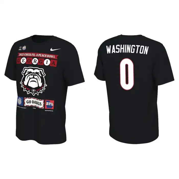 Darnell Washington Georgia Bulldogs Men's #0 Black 2022 Peach Bowl College Playoff Illustrated Football T-Shirt 2413LISG4