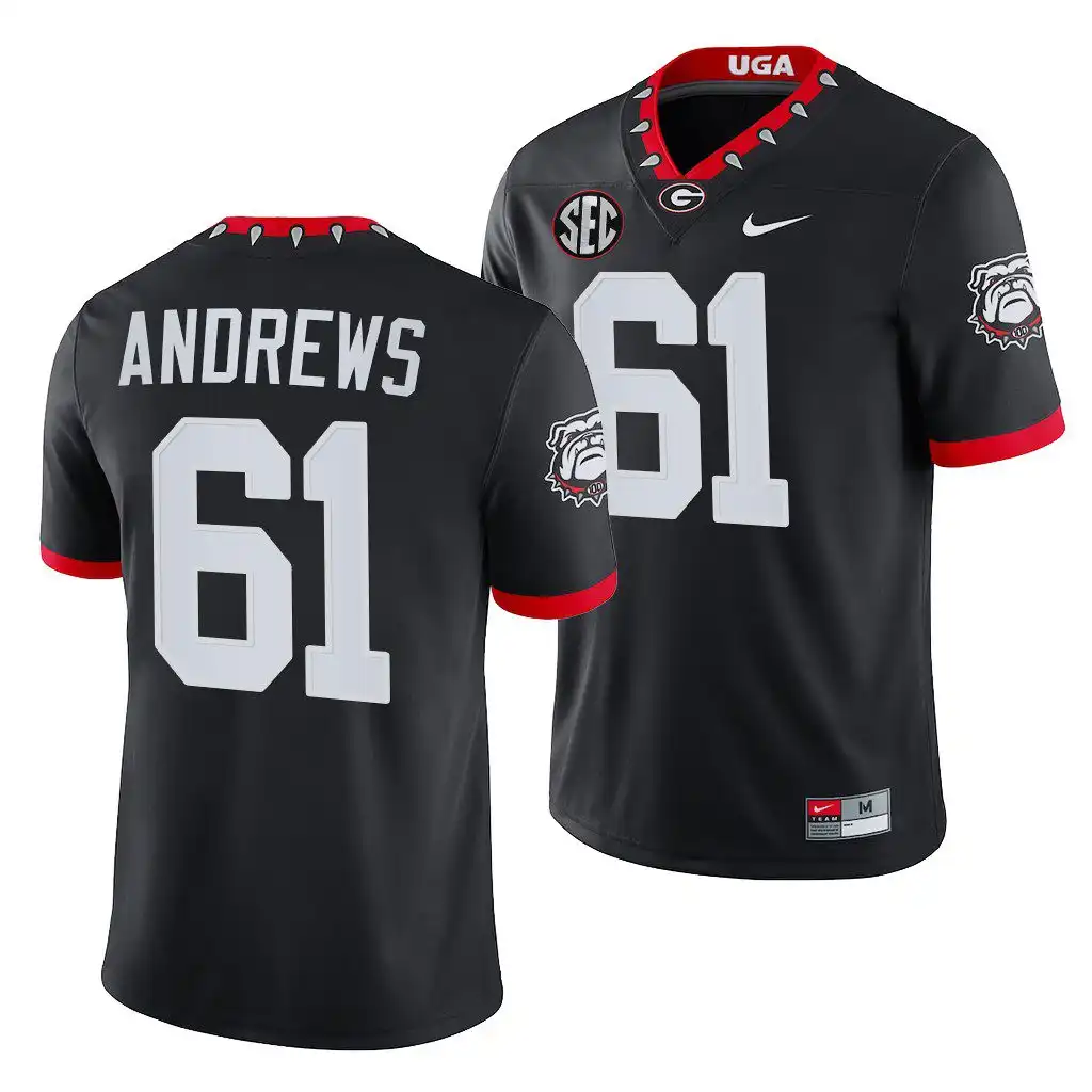 David Andrews Georgia Bulldogs Men's #61 Black Mascot NFL College 100th Anniversary Alumni Football Jersey 2413YESZ0