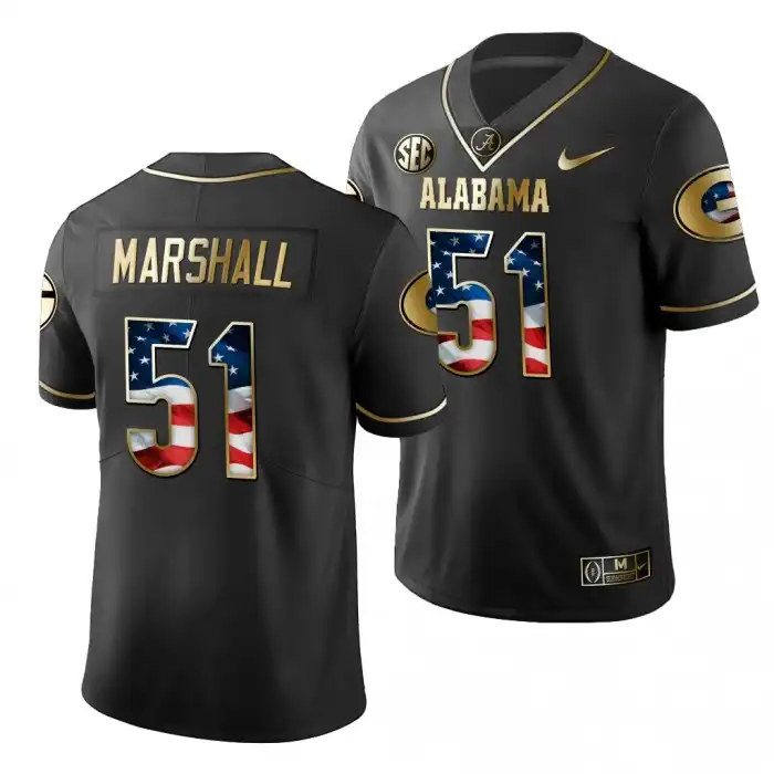 David Marshall Georgia Bulldogs Men's #51 2019 Black Golden Edition College Stars And Stripes Limited Football Jersey 2413XFVH5