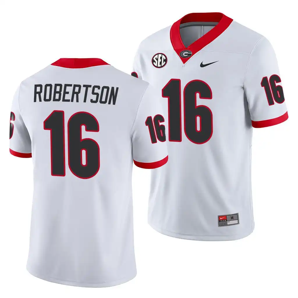 Demetris Robertson Georgia Bulldogs Men's #16 White Game College Away Football Jersey 2413NCQR0