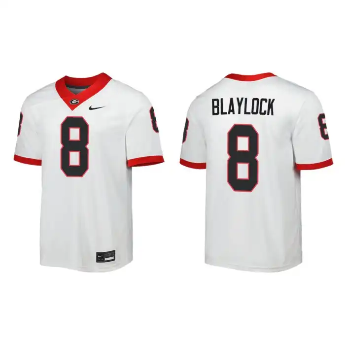 Dominick Blaylock Georgia Bulldogs Men's #8 Away White College Game Football Jersey 2413YOYY3