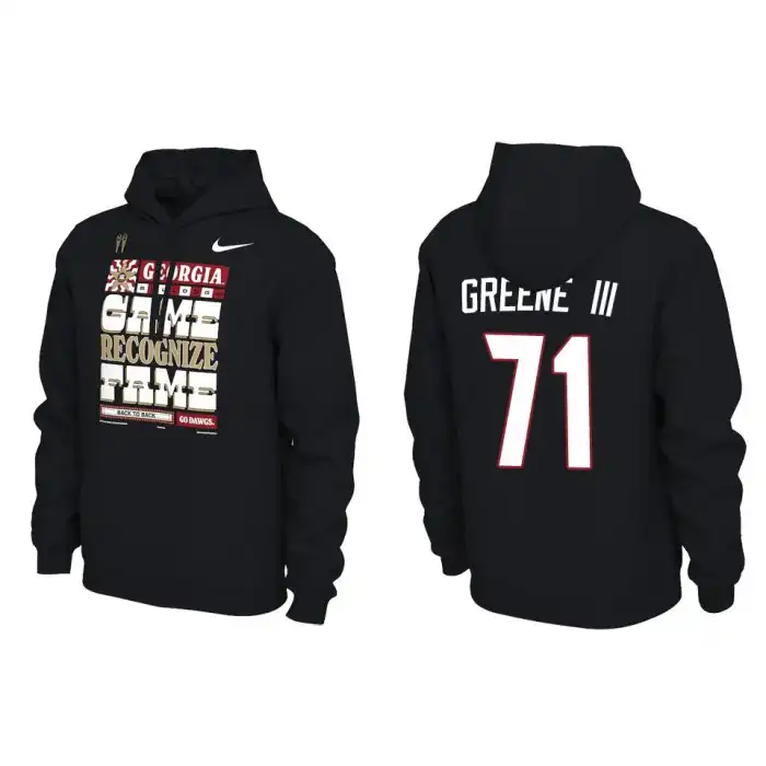 Earnest Greene III Georgia Bulldogs Men's #71 Playoff Locker Room Black College 2022 National Champions Pullover Football Hoodie 2413AGAA4