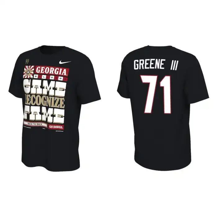 Earnest Greene III Georgia Bulldogs Men's #71 Playoff Locker Room College 2022 National Champions Black Football T-Shirt 2413REXP2