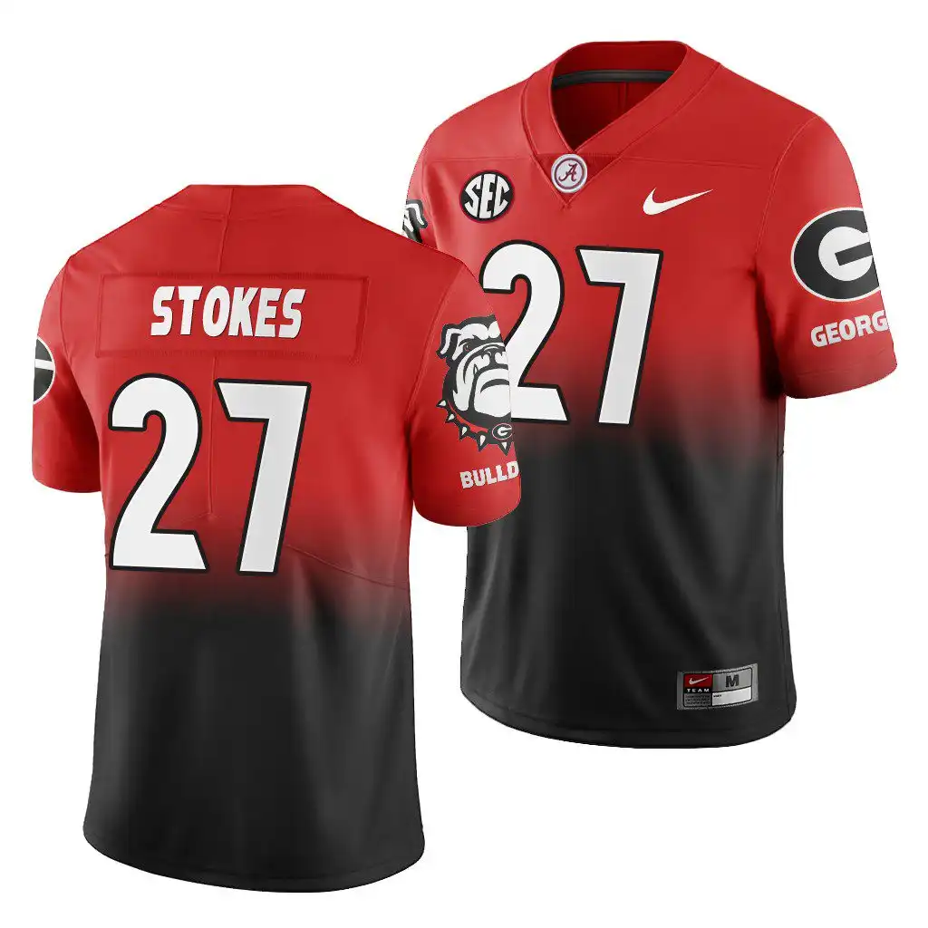 Eric Stokes Georgia Bulldogs Men's #27 Gradient Red College 2019 Color Crash Black Football Jersey 2413VCEC3