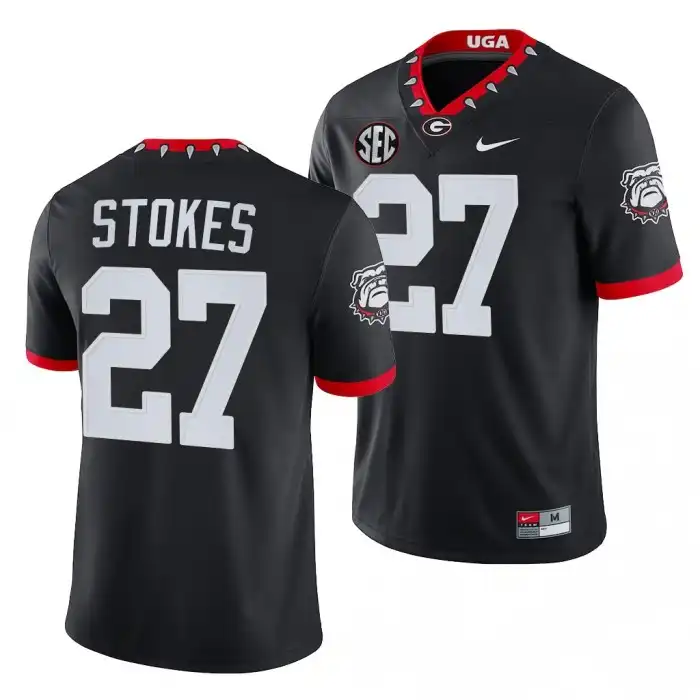 Eric Stokes Georgia Bulldogs Men's #27 Mascot NFL Black College 100th Anniversary Alumni Football Jersey 2413ERUA2