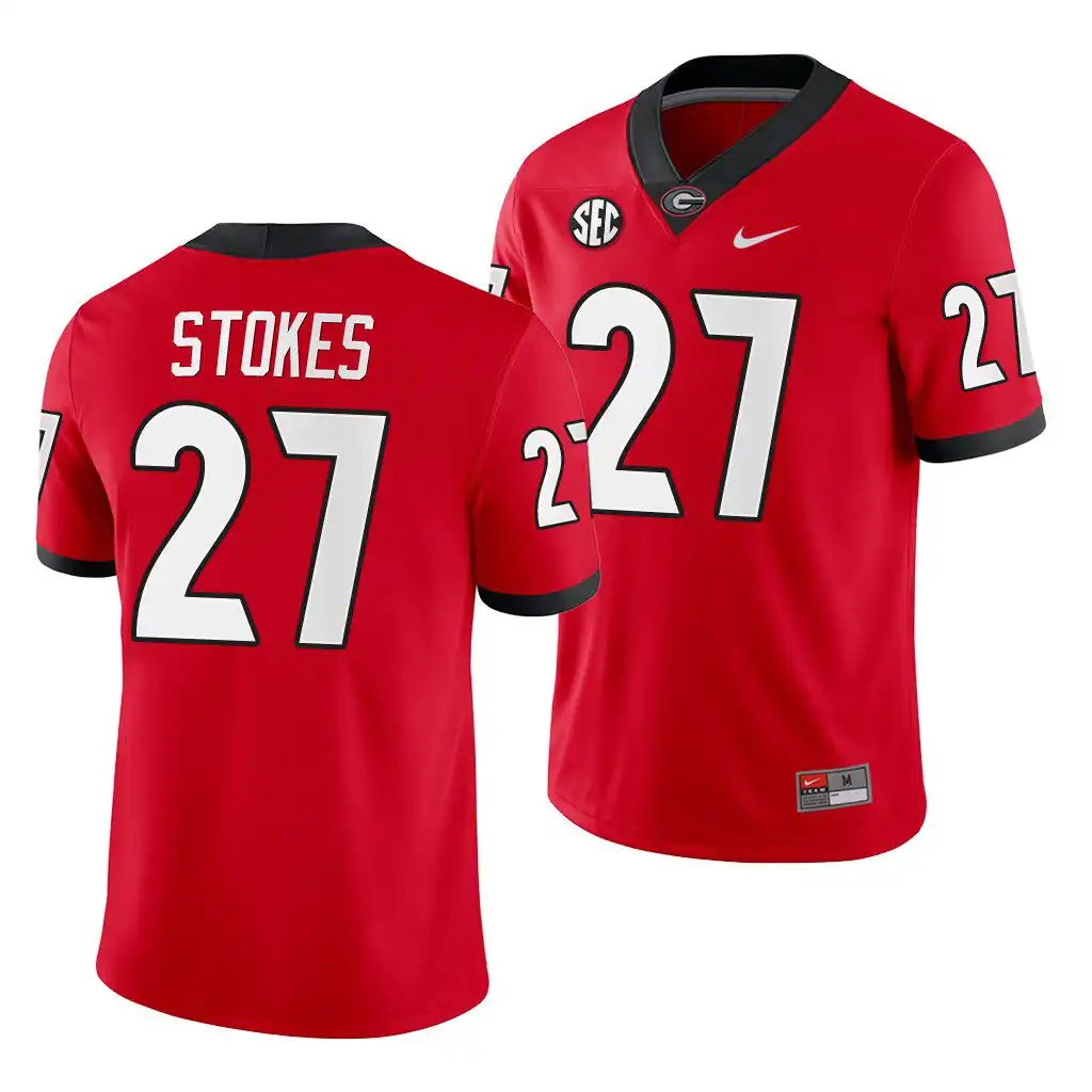 Eric Stokes Georgia Bulldogs Men's #27 Red Game College Home Football Jersey 2413XDDG8