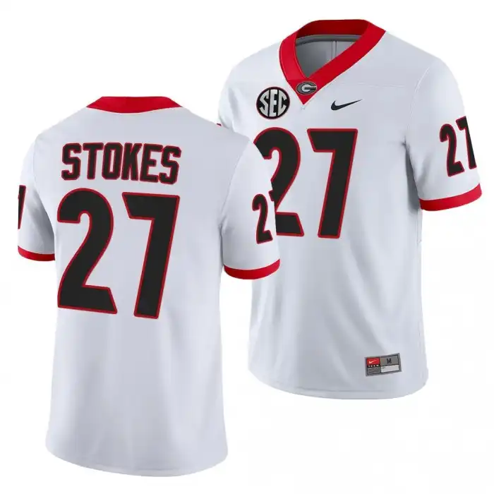 Eric Stokes Georgia Bulldogs Men's #27 White College Football Jersey 2413NKRB6