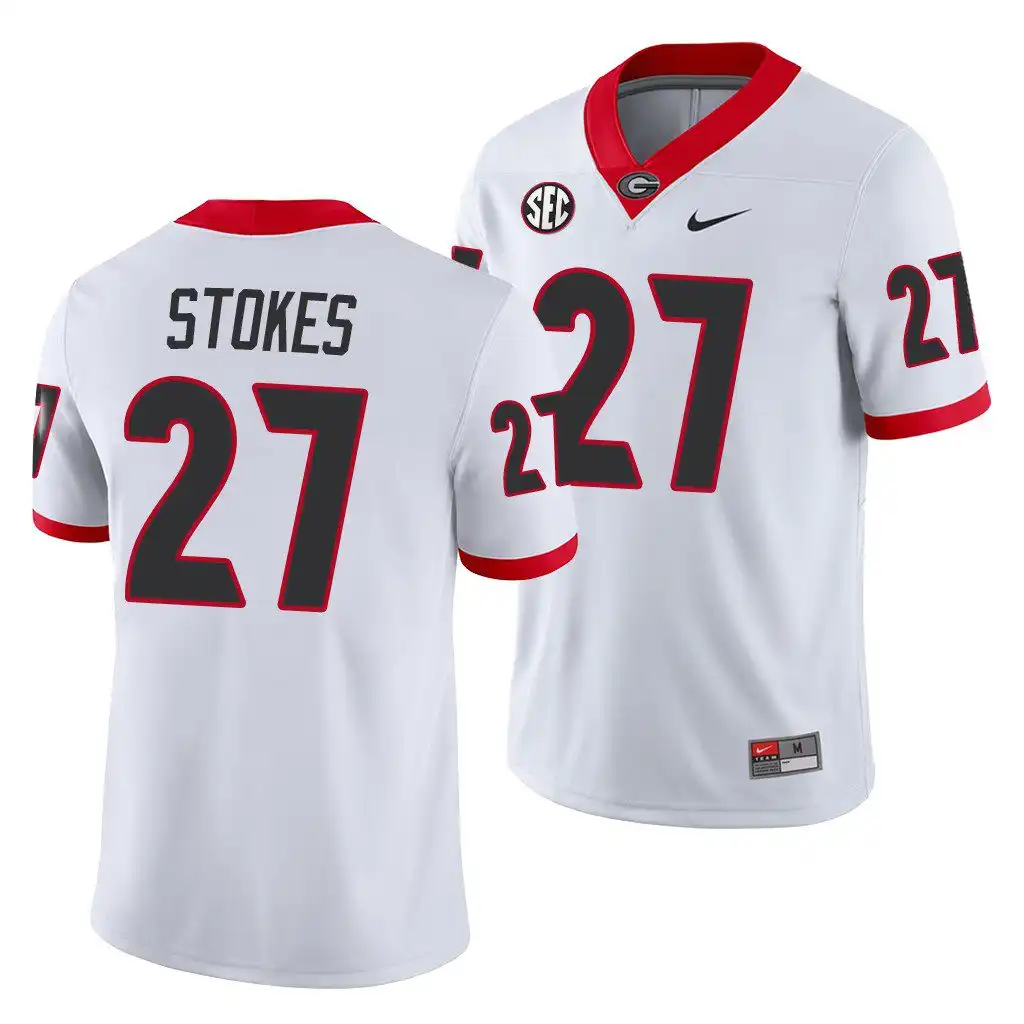 Eric Stokes Georgia Bulldogs Men's #27 White Game College Away Football Jersey 2413BBQM1