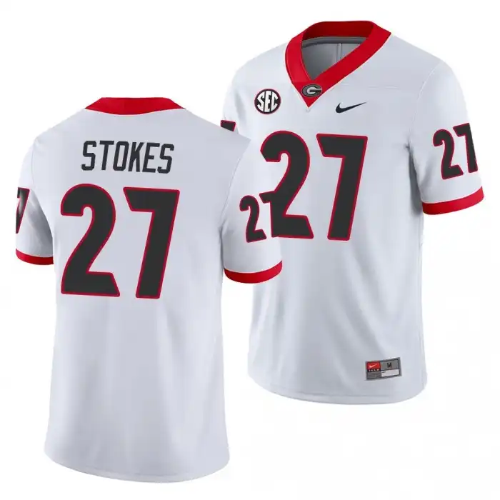 Eric Stokes Georgia Bulldogs Men's #27 White Game College Away Football Jersey 2413IPFX3