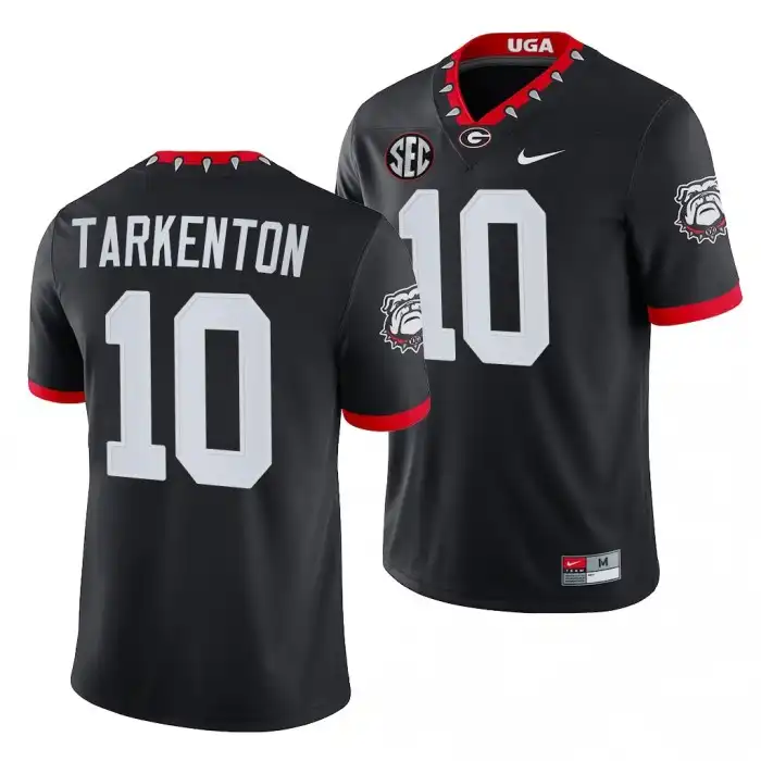 Fran Tarkenton Georgia Bulldogs Men's #10 Mascot NFL Black College 100th Anniversary Alumni Football Jersey 2413WNYP5